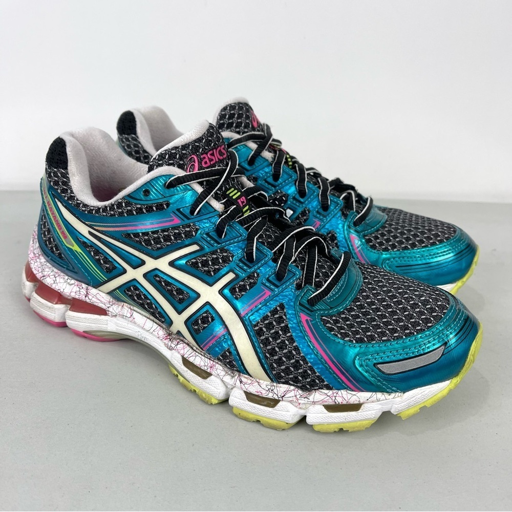 ASICS Gel Kayano 19 Running Shoes Teal Pink Women’s Athletic Sneakers Size 8.5